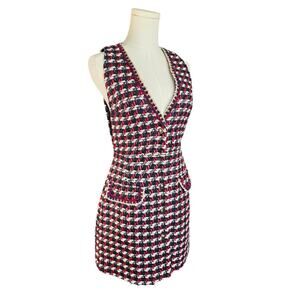 ZARA Black-Red Tweed Button Down Dress